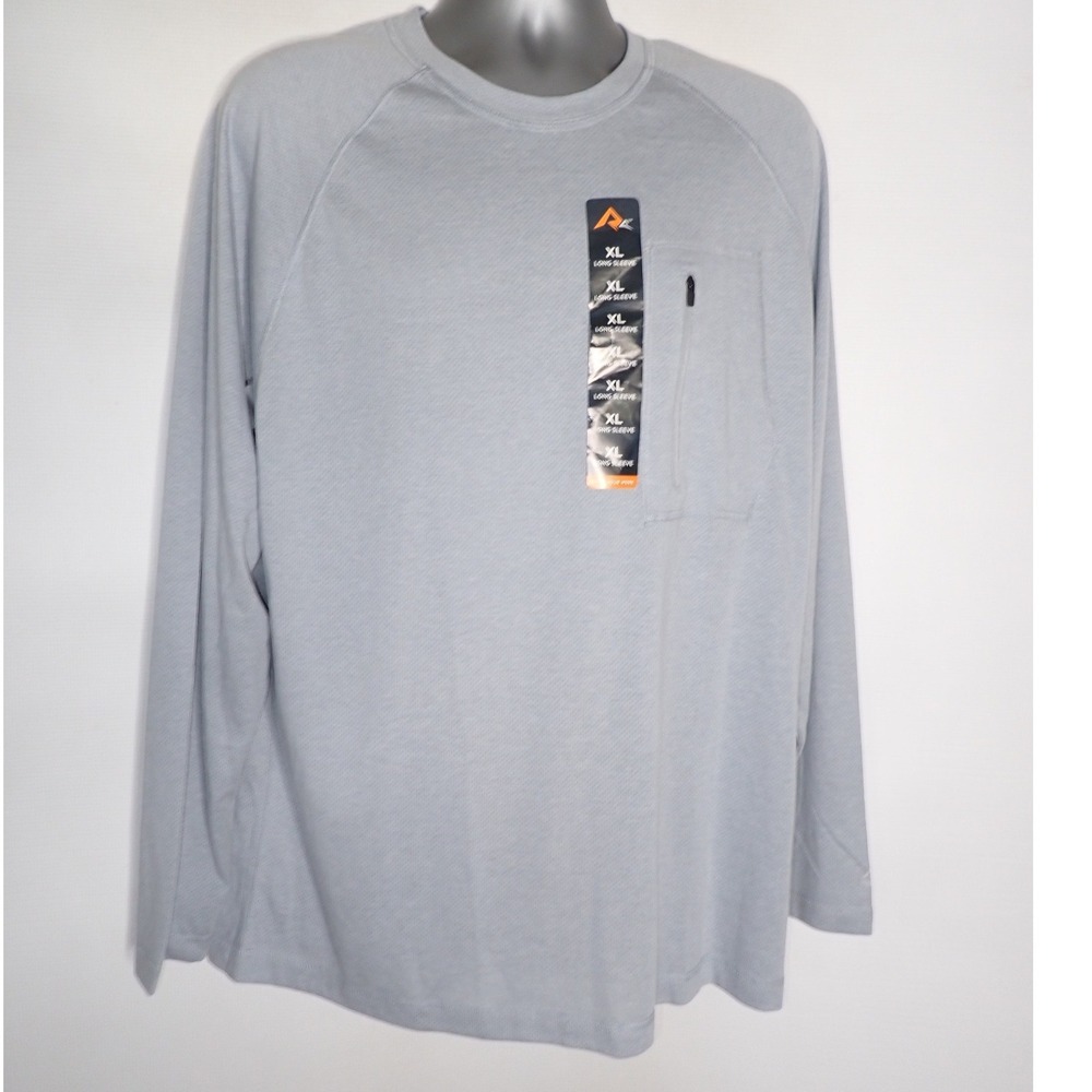 Ridgecut Long Sleeve Active Tee Mens XL Gray Zip pocket Work Casual New